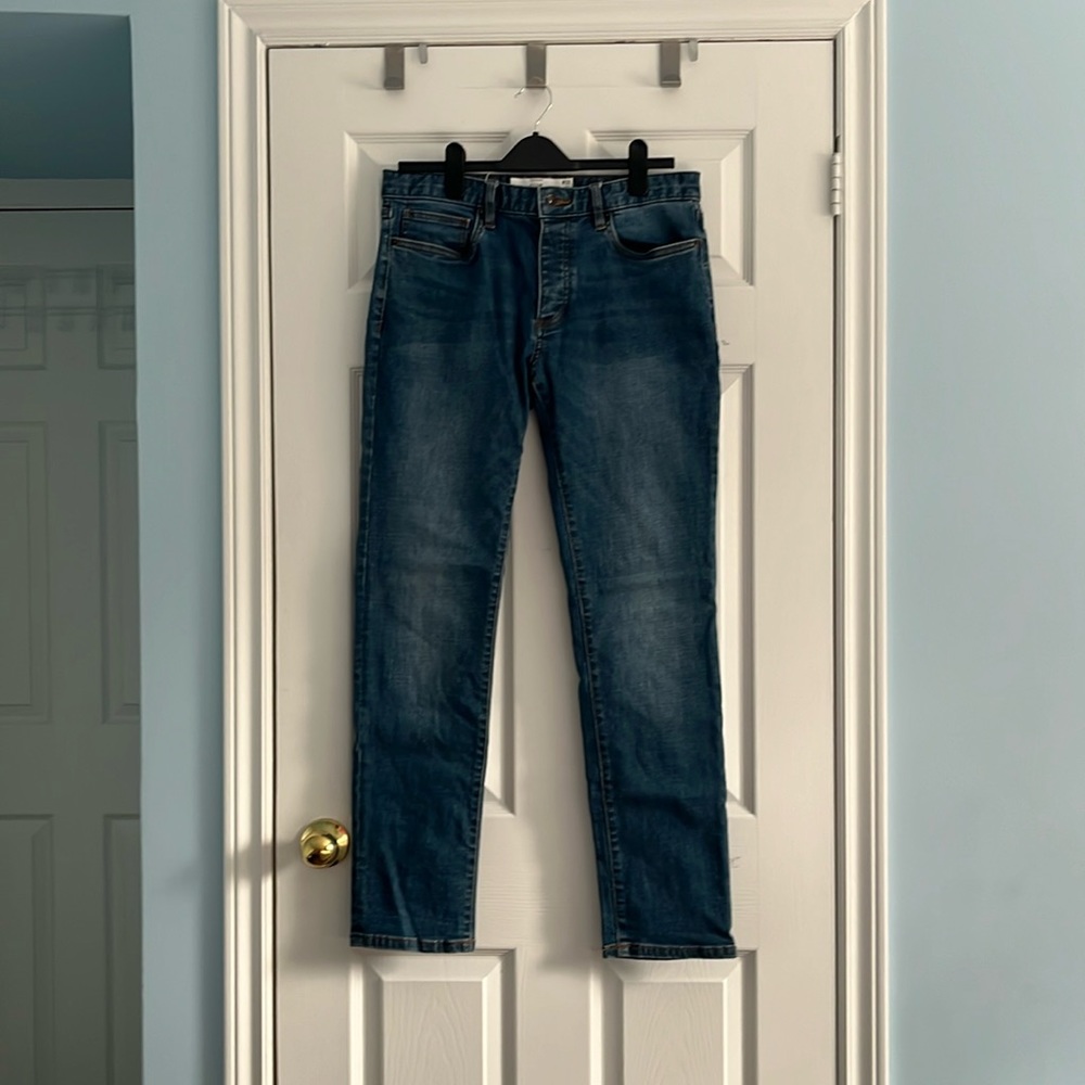 Topman Slim Straight Blue Jeans [Size: 32W 32L]